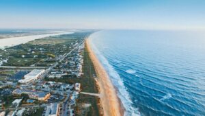 St. Augustine Florida coastline, shot from above.
